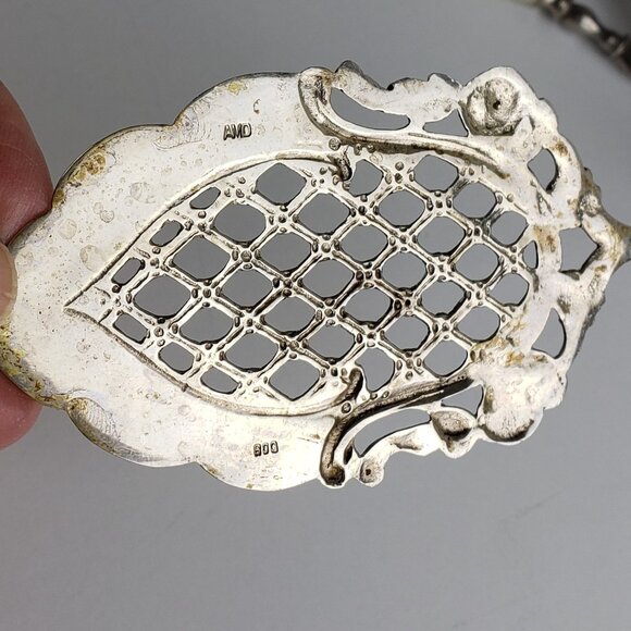 Antique German 800 European Silver Rose Pattern Pastry Tong & Server Set - Picture 9 of 11